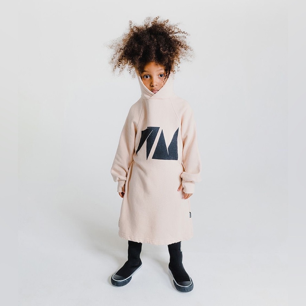 nununu Cream and Black Casual Kids Dress
